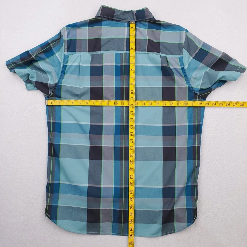 North Face Shirt Mens Large Blue Gray Plaid Button Up Outdoor Athleisure